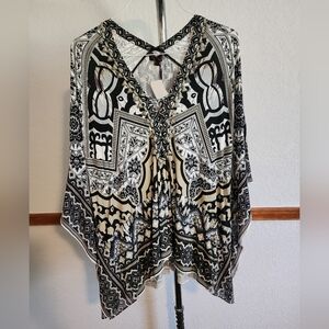 Hale Bob black and white poncho